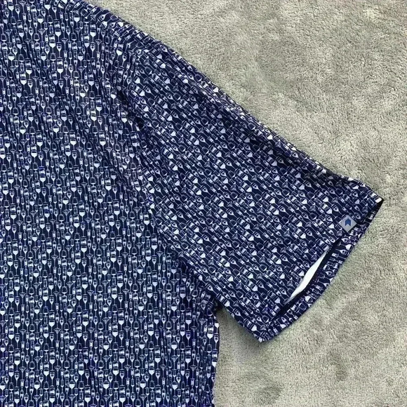 1764 Shirt Mens 2XL Blue Drink Print Performance Golf Polo Breathable Stretch - Picture 4 of 8
